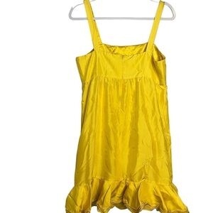 Alice + Olivia Yellow Ruffle Hem Mini Dress Size Medium Pintuck Bodice Belle.
